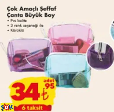 ÇOK AMAÇLI ŞEFFAF ÇANTA BÜYÜK BOY